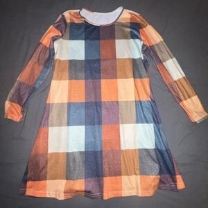 Colorful Plaid Long Sleeve Dress